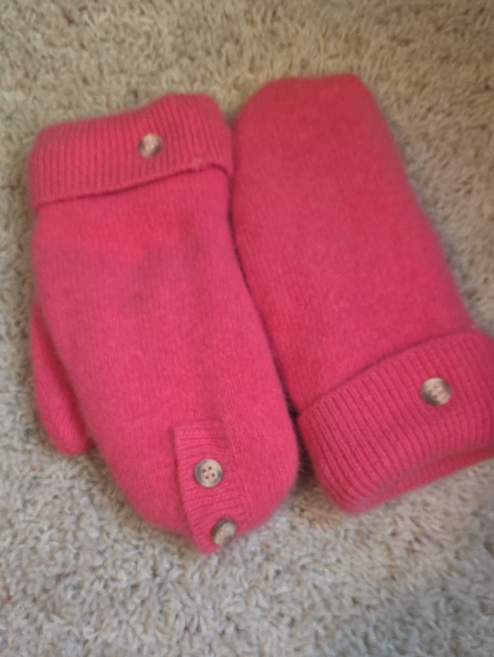Pink Lined Sweater Mittens Women's Small
